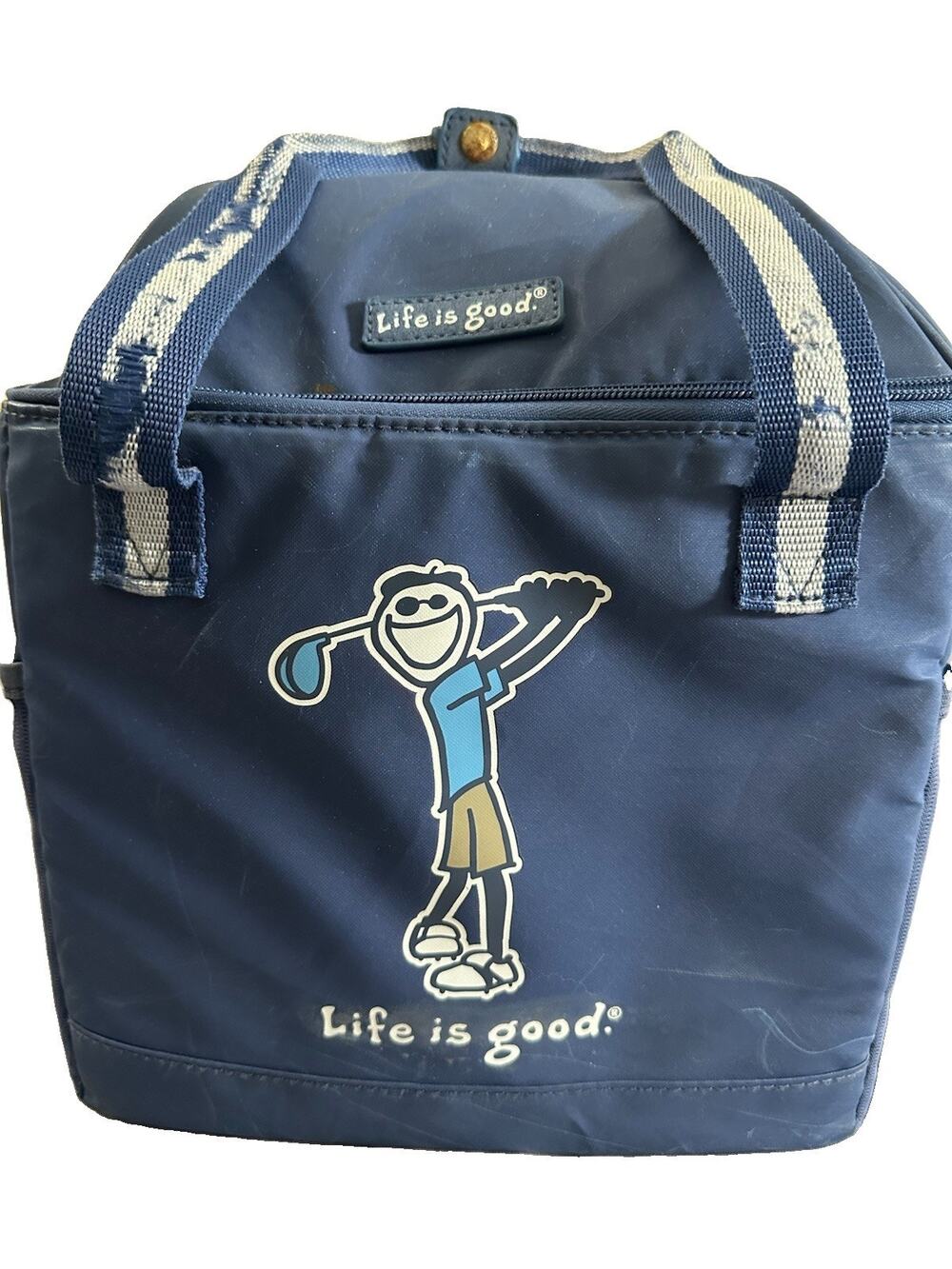 Life is Good Soft Cooler Bag Blue Insulated Lunch Tote Golf Sports Jake Graphic
